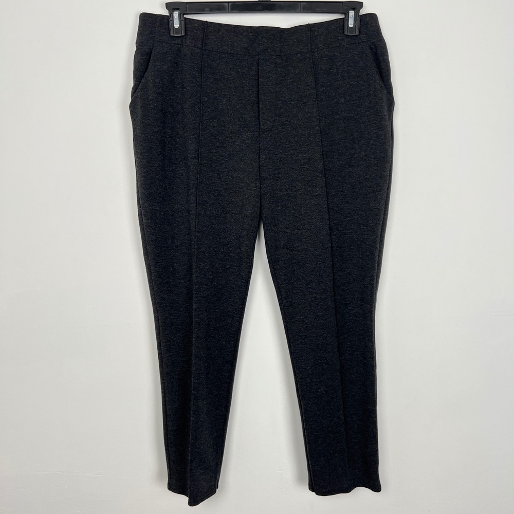 Garnet Hill Women's Dark Gray Stretch Knit Pants Tencel Wool Blend Size XL